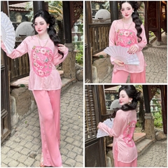 BỘ ÁO BÀ BA TRUYỀN THỐNG GẤM SP_238 HÀNG BUNNY HOẠ TIẾT MÀU SẮC RỰC RỠ