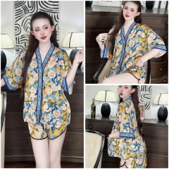 Đồ bộ pijama BOLOBALA nữ mặc nhà SP_252 quần đùi áo tay ngắn cổ Y hàng Lady chất lụa latin mẫu hot mới