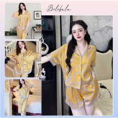 Đồ bộ pijama BOLOBALA mặc nhà SP_257 hoạ tiết beo vàng chất lụa latin cực sang xịn mịn