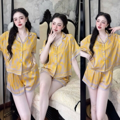Đồ bộ pijama BOLOBALA mặc nhà SP_257 hoạ tiết beo vàng chất lụa latin cực sang xịn mịn