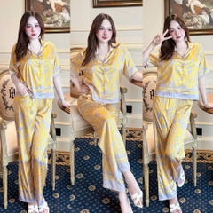Đồ bộ pijama BOLOBALA mặc nhà SP_257 hoạ tiết beo vàng chất lụa latin cực sang xịn mịn