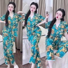 Đồ bộ pijama BOLOBALA nữ SP_258 mặc nhà quần dài áo tay ngắn phom truyền thống chất lụa mango loại đẹp