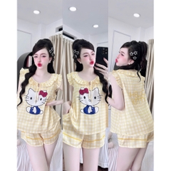 Đồ bộ nữ tiểu thư Bolobala mặc nhà lụa latin SP_260 quần đùi áo tay cánh tiên điệu đà, tay bo, cột nơ nữ tính