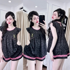 Đồ bộ pijama BOLOBALA cổ tròn nữ mặc nhà SP_261 quần đùi áo tay cánh tiên chất lụa latin cao cấp thiết kế dễ thương