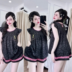 Đồ bộ pijama BOLOBALA cổ tròn nữ mặc nhà SP_261 quần đùi áo tay cánh tiên chất lụa latin cao cấp thiết kế dễ thương