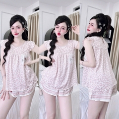 Đồ bộ pijama BOLOBALA cổ tròn nữ mặc nhà SP_261 quần đùi áo tay cánh tiên chất lụa latin cao cấp thiết kế dễ thương