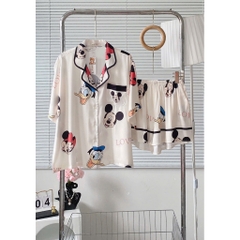 Đồ bộ pijama nữ Bolobala lụa latin mặc nhà SP_262 quần đùi áo tay ngắn cánh dơi hàng cao cấp