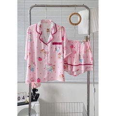 Đồ bộ pijama nữ Bolobala lụa latin mặc nhà SP_262 quần đùi áo tay ngắn cánh dơi hàng cao cấp