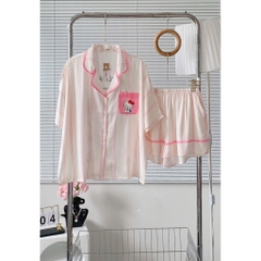 Đồ bộ pijama nữ Bolobala lụa latin mặc nhà SP_262 quần đùi áo tay ngắn cánh dơi hàng cao cấp