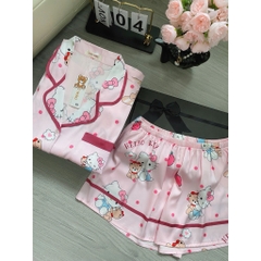 Đồ bộ pijama nữ Bolobala lụa latin mặc nhà SP_262 quần đùi áo tay ngắn cánh dơi hàng cao cấp