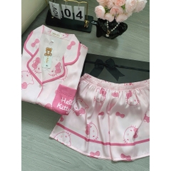 Đồ bộ pijama nữ Bolobala lụa latin mặc nhà SP_262 quần đùi áo tay ngắn cánh dơi hàng cao cấp