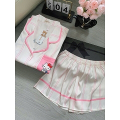 Đồ bộ pijama nữ Bolobala lụa latin mặc nhà SP_262 quần đùi áo tay ngắn cánh dơi hàng cao cấp