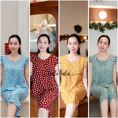 Đồ bộ tole lanh BOLOBALA mặc nhà TL01 quần lỡ áo cổ tròn tay bèo cánh tiên thiết kết đơn giản, phù hợp mọi dáng người