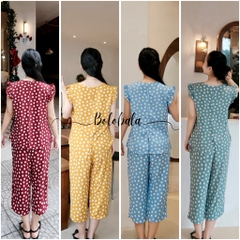 Đồ bộ tole lanh BOLOBALA mặc nhà TL01 quần lỡ áo cổ tròn tay bèo cánh tiên thiết kết đơn giản, phù hợp mọi dáng người