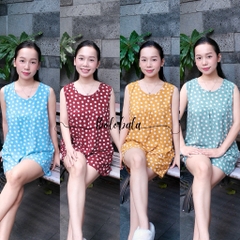 Đồ bộ tole lanh BOLOBALA mặc nhà TL02 quần đùi áo cổ tròn sát nách thiết kết đơn giản, mặc nhẹ tênh