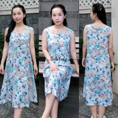 Đầm tole lanh BOLOBALA mặc nhà TL04 thiết kể cổ tròn sát nách chất liệu mát lạnh, tôn dáng siêu xinh