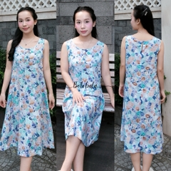 Đầm tole lanh BOLOBALA mặc nhà TL04 thiết kể cổ tròn sát nách chất liệu mát lạnh, tôn dáng siêu xinh