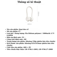 Quạt đeo cổ QiSolove F7 4W pin 1800mAh