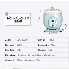 Nồi nấu chậm đa năng Bear DDG-D20P1 dung tích 2L