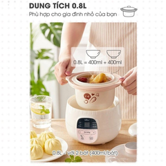 Nồi nấu chậm Bear SUBE001 dung tích 0.8L, 6 chức năng nấu ăn đa dạng