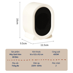 Máy Sưởi Mini Để Bàn có tấm lưới cách nhiệt an toàn, Quạt Sưởi Ấm Mini Hồng Ngoại Tiện Lợi