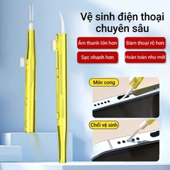 Dụng Cụ Vệ Sinh Điện Thoại & Tai Nghe 2 Đầu Siêu Nhỏ 1 đầu chổi 1 đầu móc