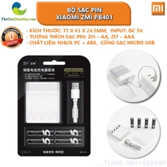 Bộ sạc pin Xiaomi ZMI PB401 ZI5/ZI7 (cho pin AA, AAA) sạc được nhiều lần