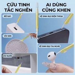 Dụng Cụ Vệ Sinh Điện Thoại & Tai Nghe 2 Đầu Siêu Nhỏ 1 đầu chổi 1 đầu móc