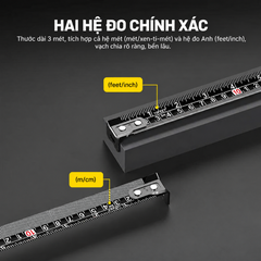 Thước dây cuộn tự khóa Atuman TP1 dài 3m, độ chính xác cao