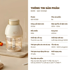 Máy xay ăn dặm Bear QSJ-D02Q1 600ml công suất 200W, cối thủy tinh an toàn