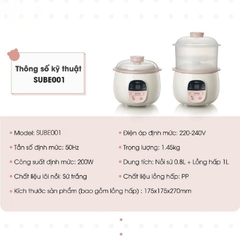 Nồi nấu chậm Bear SUBE001 dung tích 0.8L, 6 chức năng nấu ăn đa dạng