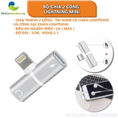 Bộ chia 2 cổng Lightning mini (1 cổng sạc lightning và 1 cổng tai nghe chân lightning)