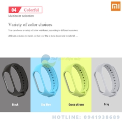 Dây đeo cao su thời trang cho đồng hồ thông minh Xiaomi Miband 3, Mi band 4