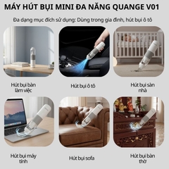 Máy hút bụi mini không dây Quange V01 – Máy hút bụi cầm tay lực hút mạnh 4000Pa – Pin 5000mAh – Dùng cho ô tô và gia đình