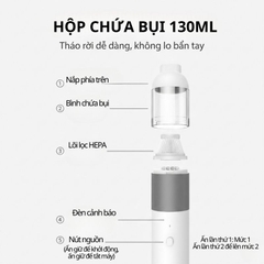 Máy hút bụi mini không dây Quange V01 – Máy hút bụi cầm tay lực hút mạnh 4000Pa – Pin 5000mAh – Dùng cho ô tô và gia đình