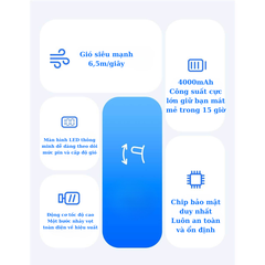 Quạt cầm tay mini QiSolove F15 10W pin 4000mAh