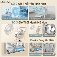 Quạt Tích Điện Để Bàn Siêu Mỏng SOLOVE KP-11 với 6 Cấp Độ Gió, Màn Hình LCD, Tích Hợp Giá Đỡ Điện Thoại