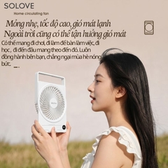 Quạt Tích Điện Để Bàn Siêu Mỏng SOLOVE KP-11 với 6 Cấp Độ Gió, Màn Hình LCD, Tích Hợp Giá Đỡ Điện Thoại