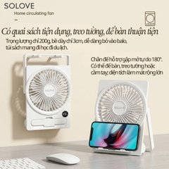 Quạt Tích Điện Để Bàn Siêu Mỏng SOLOVE KP-11 với 6 Cấp Độ Gió, Màn Hình LCD, Tích Hợp Giá Đỡ Điện Thoại