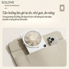 Quạt Tích Điện Để Bàn Siêu Mỏng SOLOVE KP-11 với 6 Cấp Độ Gió, Màn Hình LCD, Tích Hợp Giá Đỡ Điện Thoại