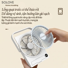 Quạt Tích Điện Để Bàn Siêu Mỏng SOLOVE KP-11 với 6 Cấp Độ Gió, Màn Hình LCD, Tích Hợp Giá Đỡ Điện Thoại