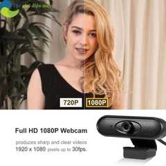 Webcam HD 1080P Không Driver, Lấy Nét Tự Động Tích Hợp Micro & Cổng USB Cho Laptop và PC