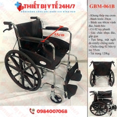 Xe Lăn Khung Thép Mạ Chrome Vành Đúc GBM-061B