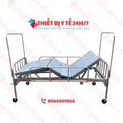 GIƯỜNG BỆNH NHÂN INOX 2 TAY QUAY NÂNG ĐẦU,NÂNG CHÂN