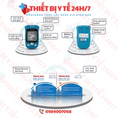 Máy Đo Đường, Đo Acid Uric (Đo Gout) Sinocare Safe AQ UG (Tặng 100 Que + 100 Kim)