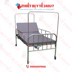 GIƯỜNG BỆNH NHÂN INOX 1 TAY QUAY NÂNG ĐẦU