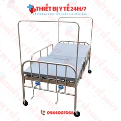 GIƯỜNG BỆNH NHÂN INOX 2 TAY QUAY NÂNG ĐẦU,NÂNG CHÂN
