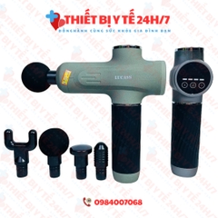 Súng massage cầm tay công nghệ Mỹ Lucass A67 có 4 đầu - 6 tốc độ - màn hình điện tử