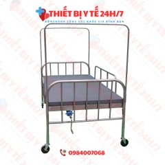 GIƯỜNG BỆNH NHÂN INOX 1 TAY QUAY NÂNG ĐẦU