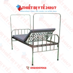 GIƯỜNG BỆNH NHÂN INOX CƠ BẢN NÂNG ĐẦU BẰNG BẢN LỀ